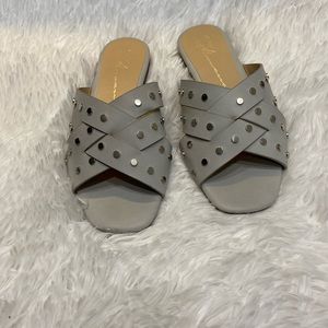 Grey studded sandals
